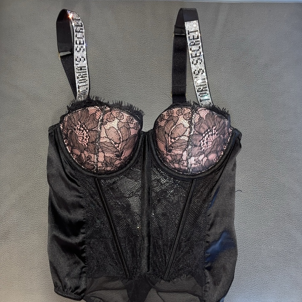 Vs shine strap bodysuit